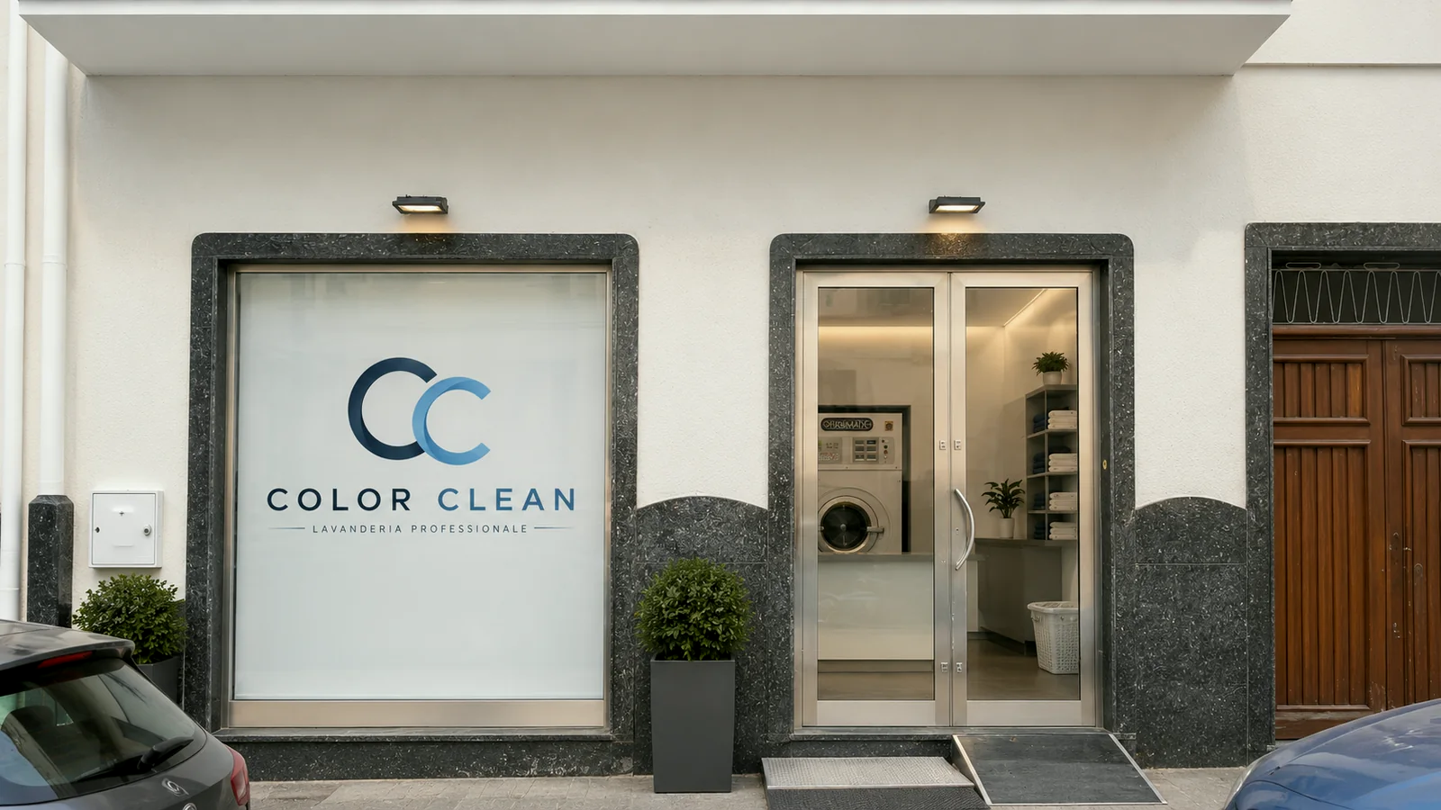 Ingresso della Lavanderia Professionale Color Clean a Trapani